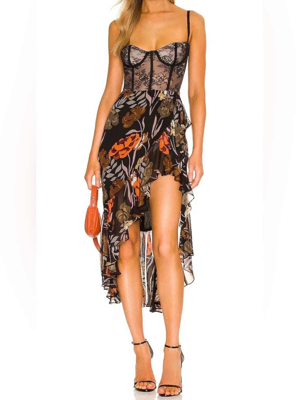Katie May Lace corset high-low ruffle dress